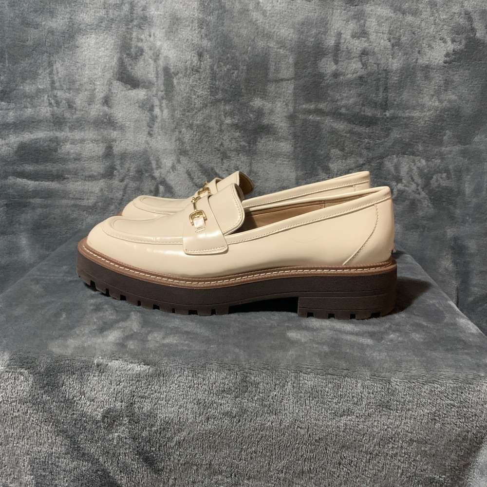 Sam Edelman Loafers Women 11 Laurs Eggshell Patent Leather Lug Sole Chunky